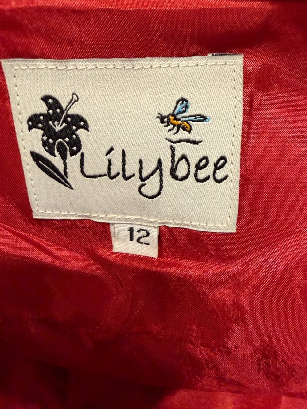 Lilybee Cranberry Taffeta Knee Length Gathered Skirt Size 12 - Picture 6 of 7